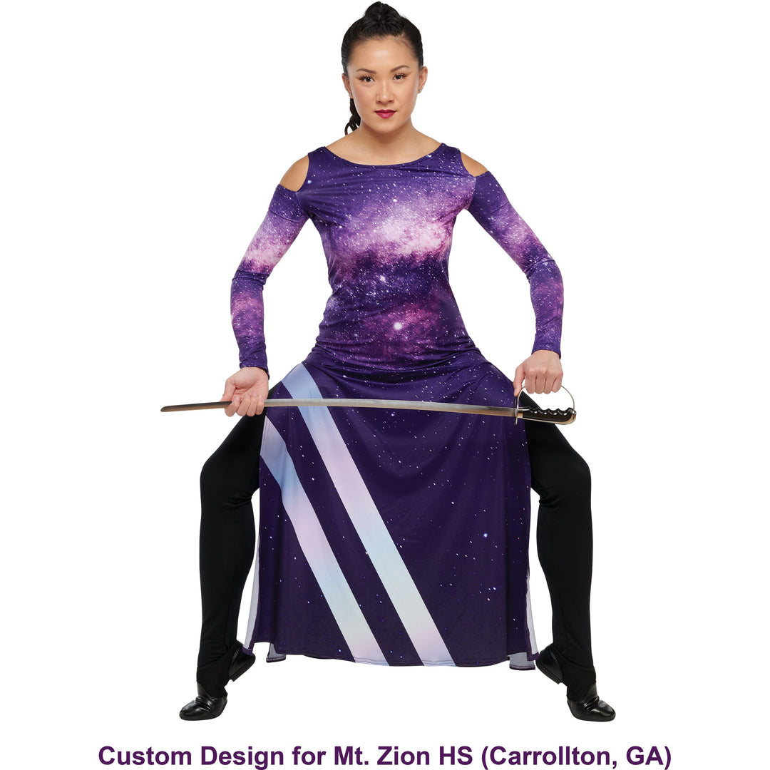 VESTIDO DIGITAL CON HOMBROS DESCUBIERTOS