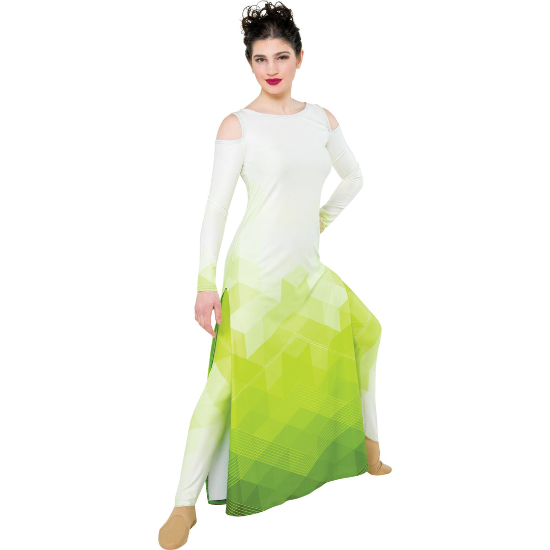 VESTIDO DIGITAL CON HOMBROS DESCUBIERTOS