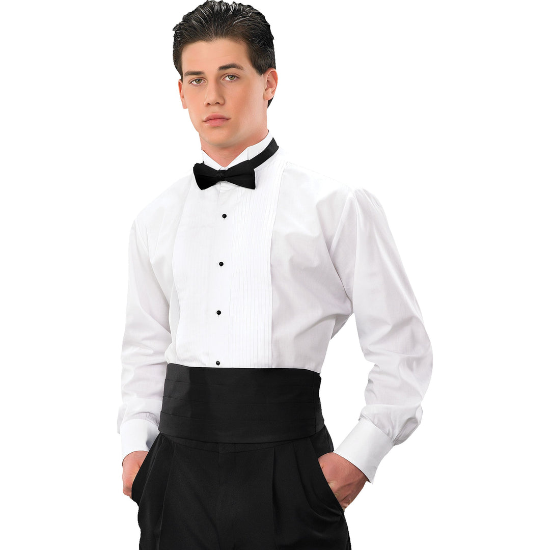 dress shirts tuxedo The White Madison Fine Twill Custom Shirt 100% fine cotton Designed to pair with a bow tie Convertible barrel cuffs (accepts cufflinks) Convertible front placket (accepts button studs) Machine wash warm with like colors Men's White Pintex Tuxedo Shirt: