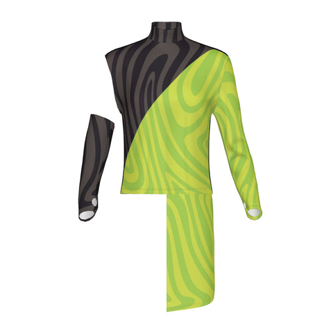 PERFORMANCE PLUS TOP HIGH WAIST with DRAPE ZG-Z88(SINGLE SLEEVE WITH SINGLE BICEP SLEEVE)