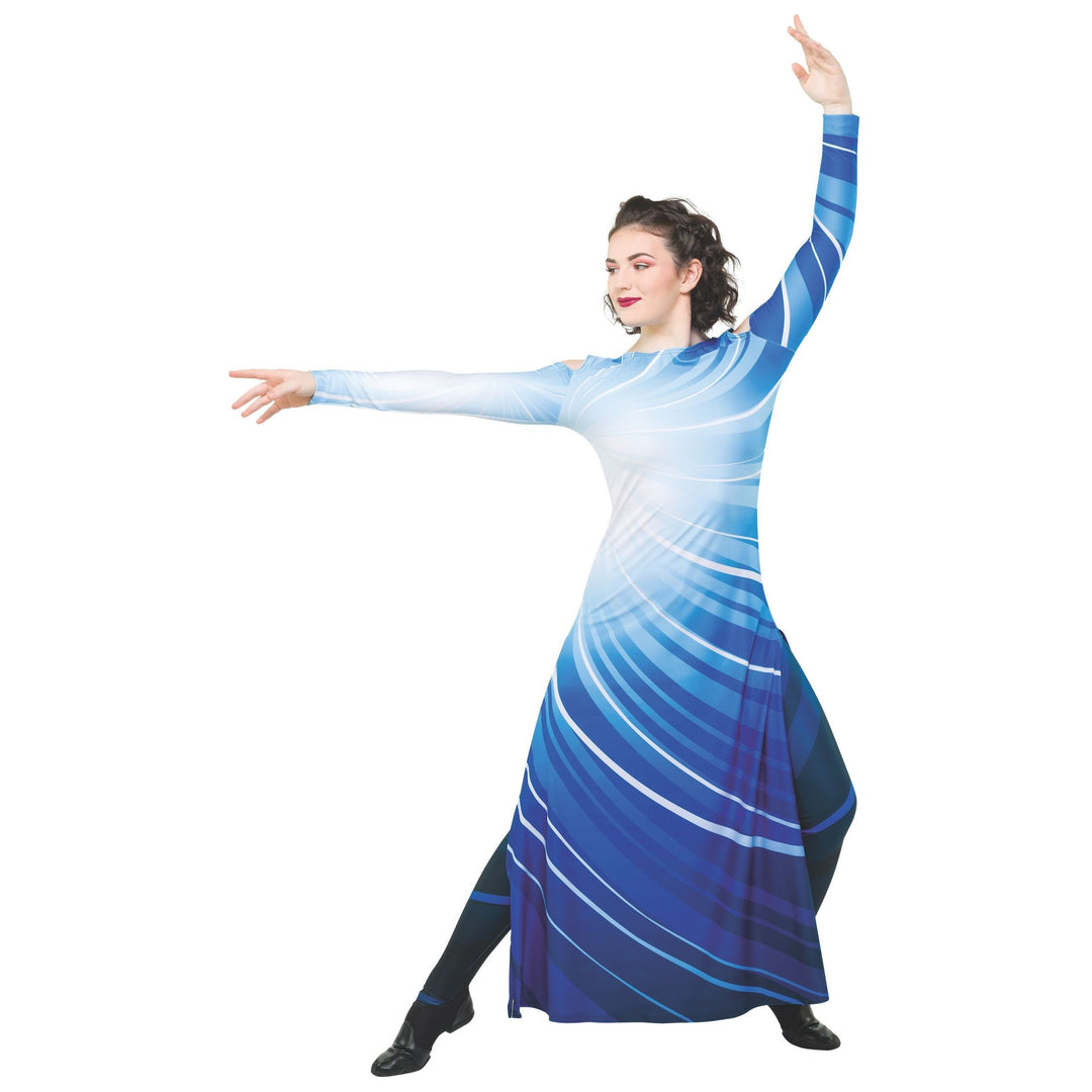 VESTIDO DIGITAL CON HOMBROS DESCUBIERTOS